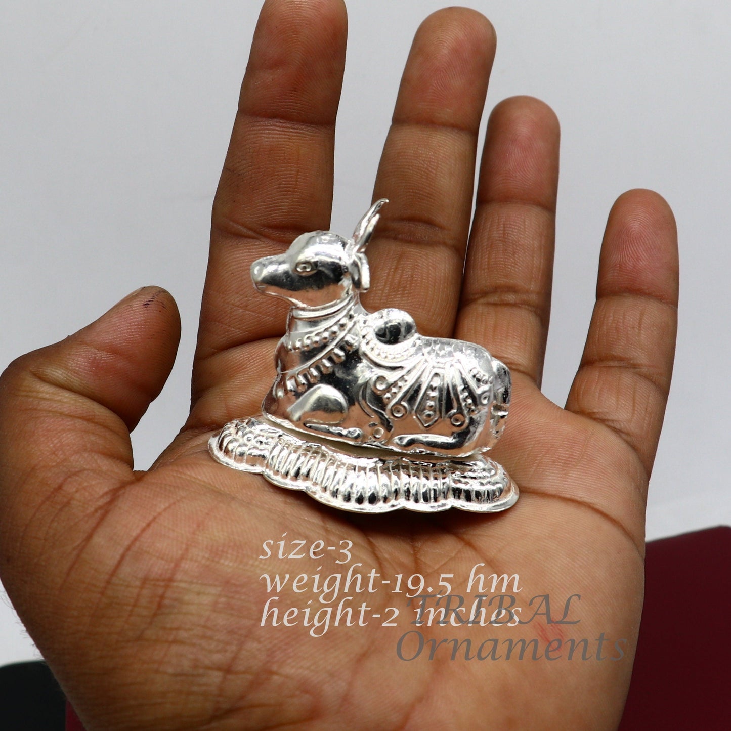Lord Shiva Vahan Nandi Maharaj sterling silver handmade small article for puja, best gift for lord Shiva, divine Nandi statue su982 - TRIBAL ORNAMENTS