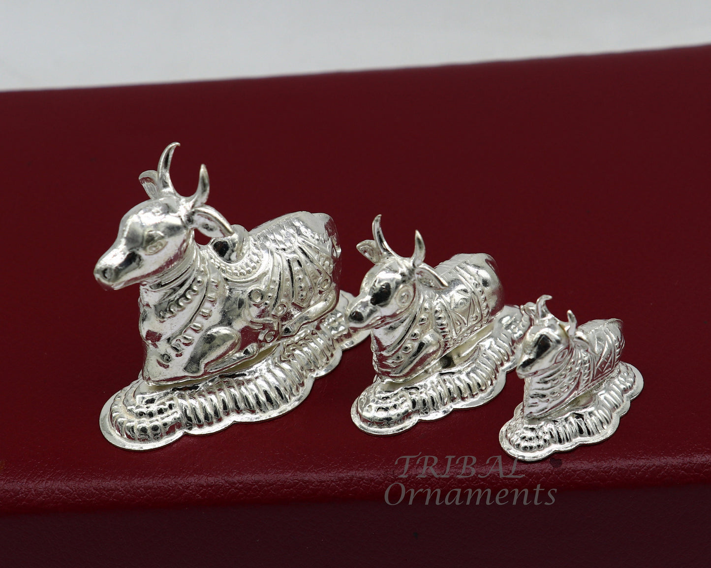 Lord Shiva Vahan Nandi Maharaj sterling silver handmade small article for puja, best gift for lord Shiva, divine Nandi statue su982 - TRIBAL ORNAMENTS