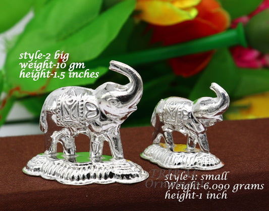 925 Sterling silver handmade upper trunk Elephant statue, puja article figurine, home décor Diwali puja gift su986 - TRIBAL ORNAMENTS