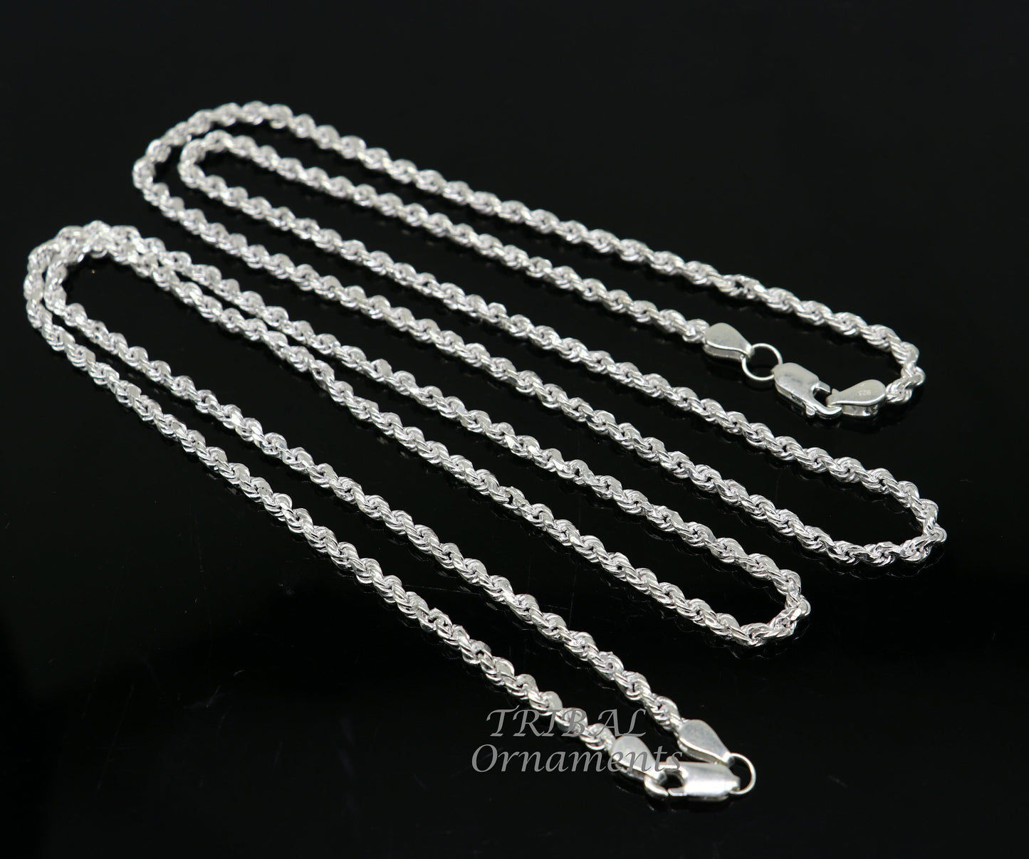 19" TO 21" Rope chain 925 sterling silver handmade single rope chain chain, necklace chain, plain bright silver chain trendy style ch506 - TRIBAL ORNAMENTS