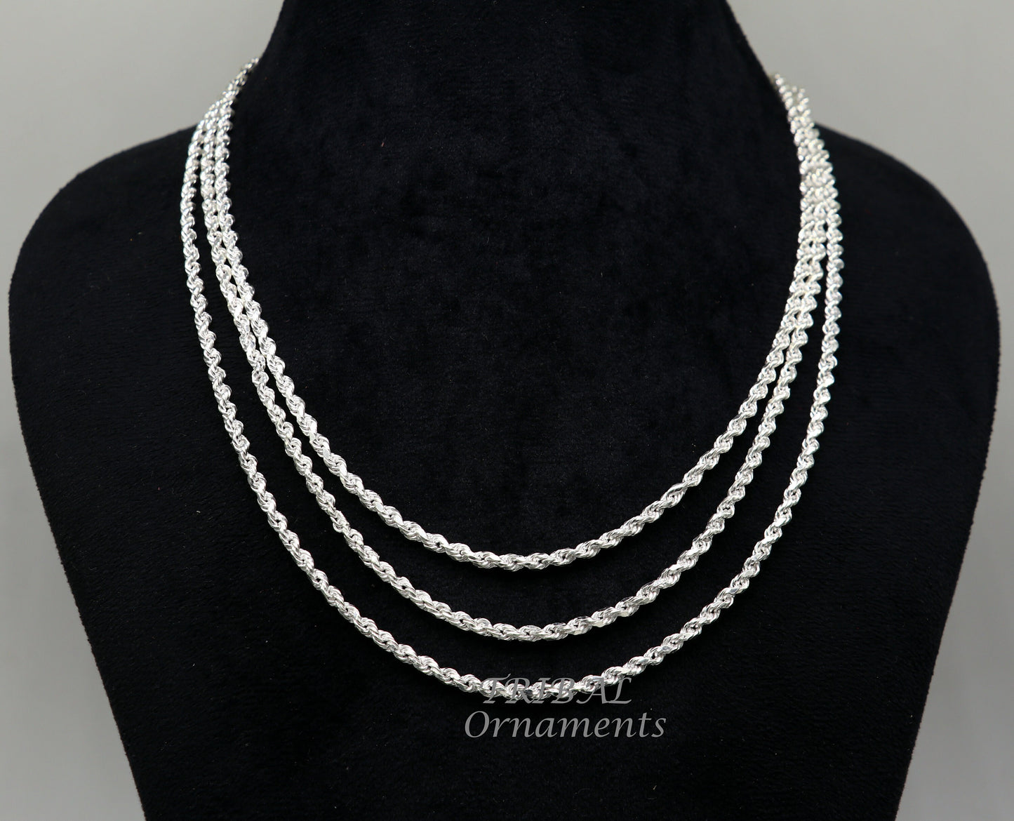 19" TO 21" Rope chain 925 sterling silver handmade single rope chain chain, necklace chain, plain bright silver chain trendy style ch506 - TRIBAL ORNAMENTS