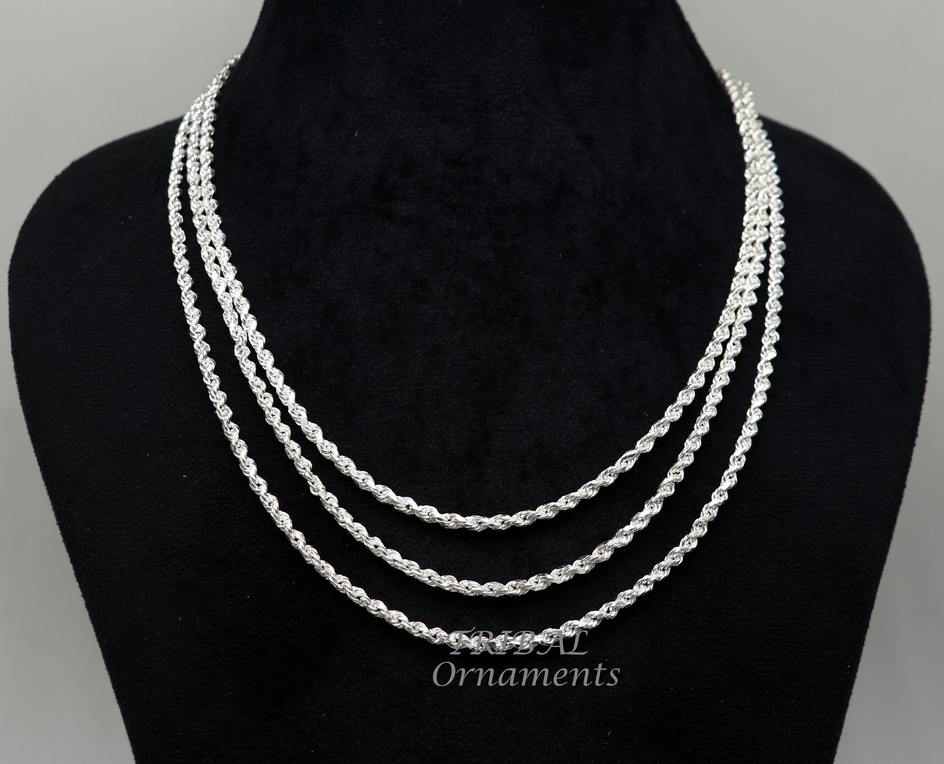 19" TO 21" Rope chain 925 sterling silver handmade single rope chain chain, necklace chain, plain bright silver chain trendy style ch506 - TRIBAL ORNAMENTS