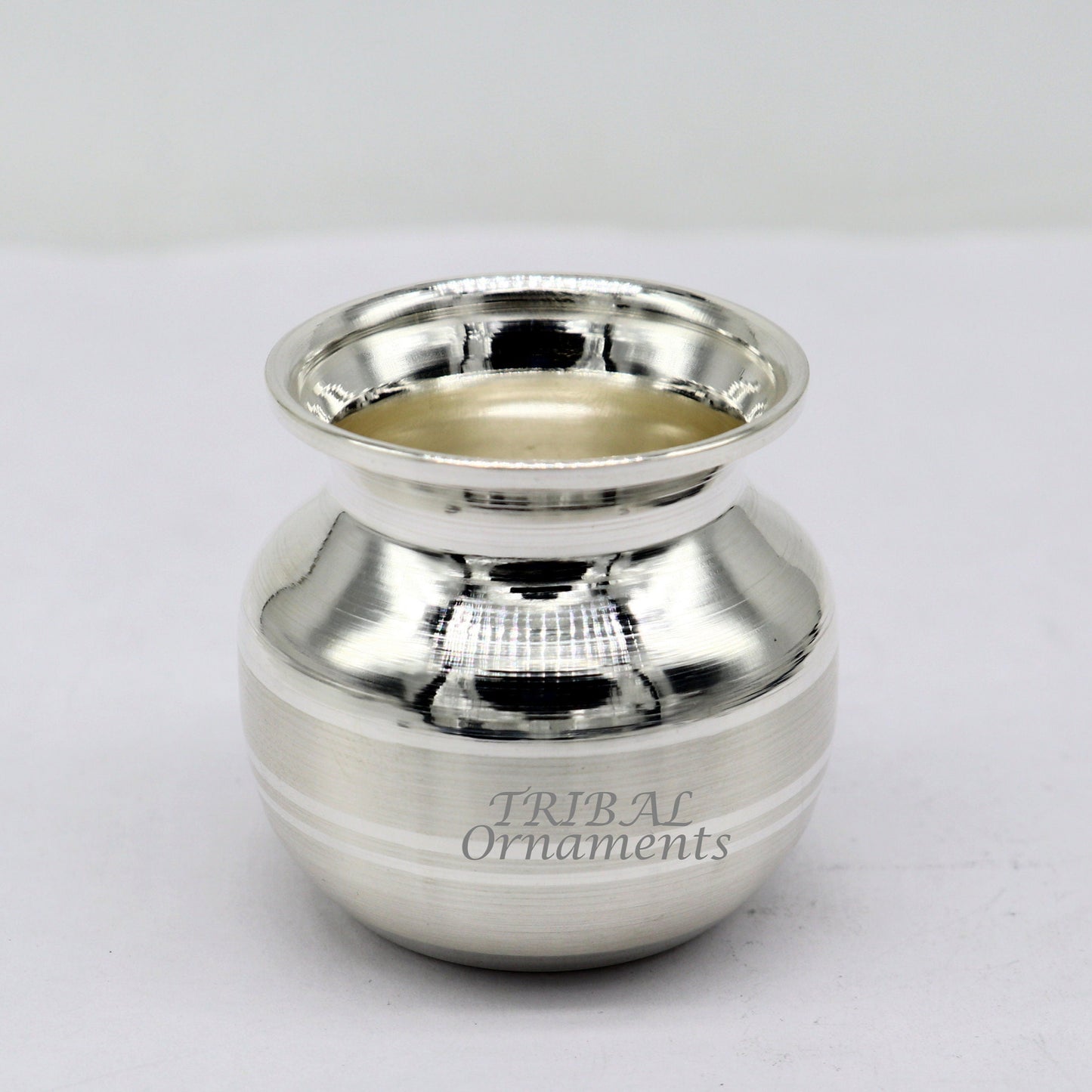 1.8"inches 925 sterling silver handmade plain small Kalash or pot, unique special silver puja article, water or milk kalash pot india su990 - TRIBAL ORNAMENTS