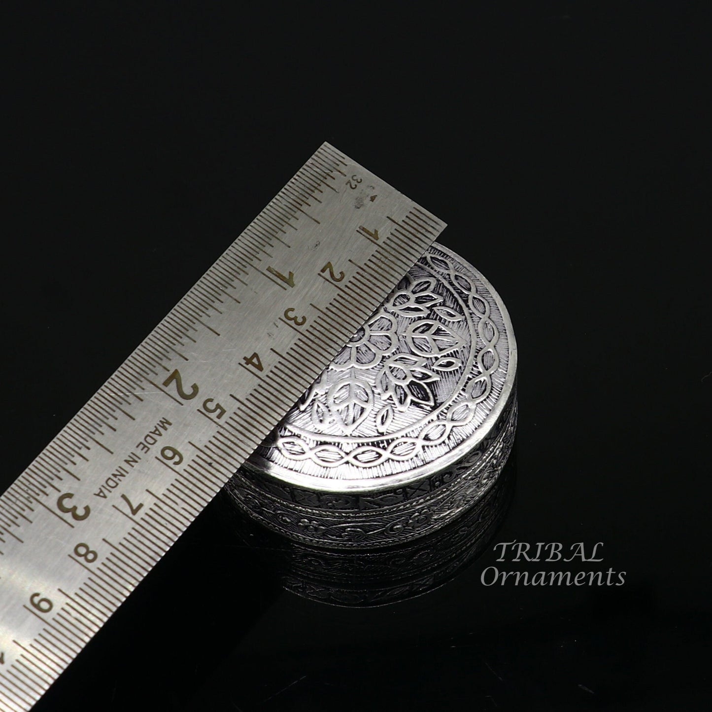 2" wide Vintage style 925 sterling silver handmade trinket box, eye kajal box, container box, kumkum box, sindur box, brides gift stb714 - TRIBAL ORNAMENTS