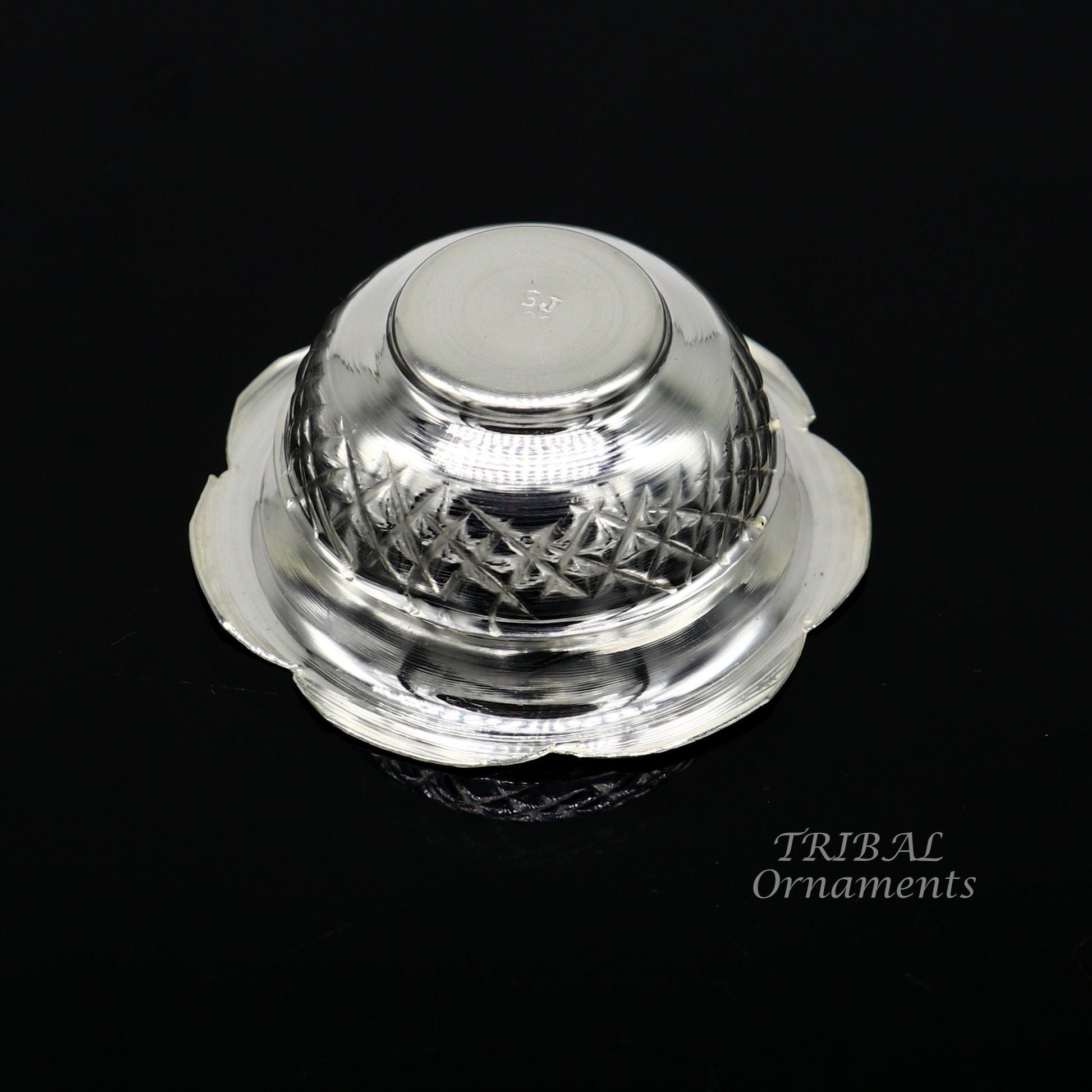 999 fine silver handmade design holy prasadam bowl or silver utensils for temple serving to god, best gifting article to your idols su972 - TRIBAL ORNAMENTS