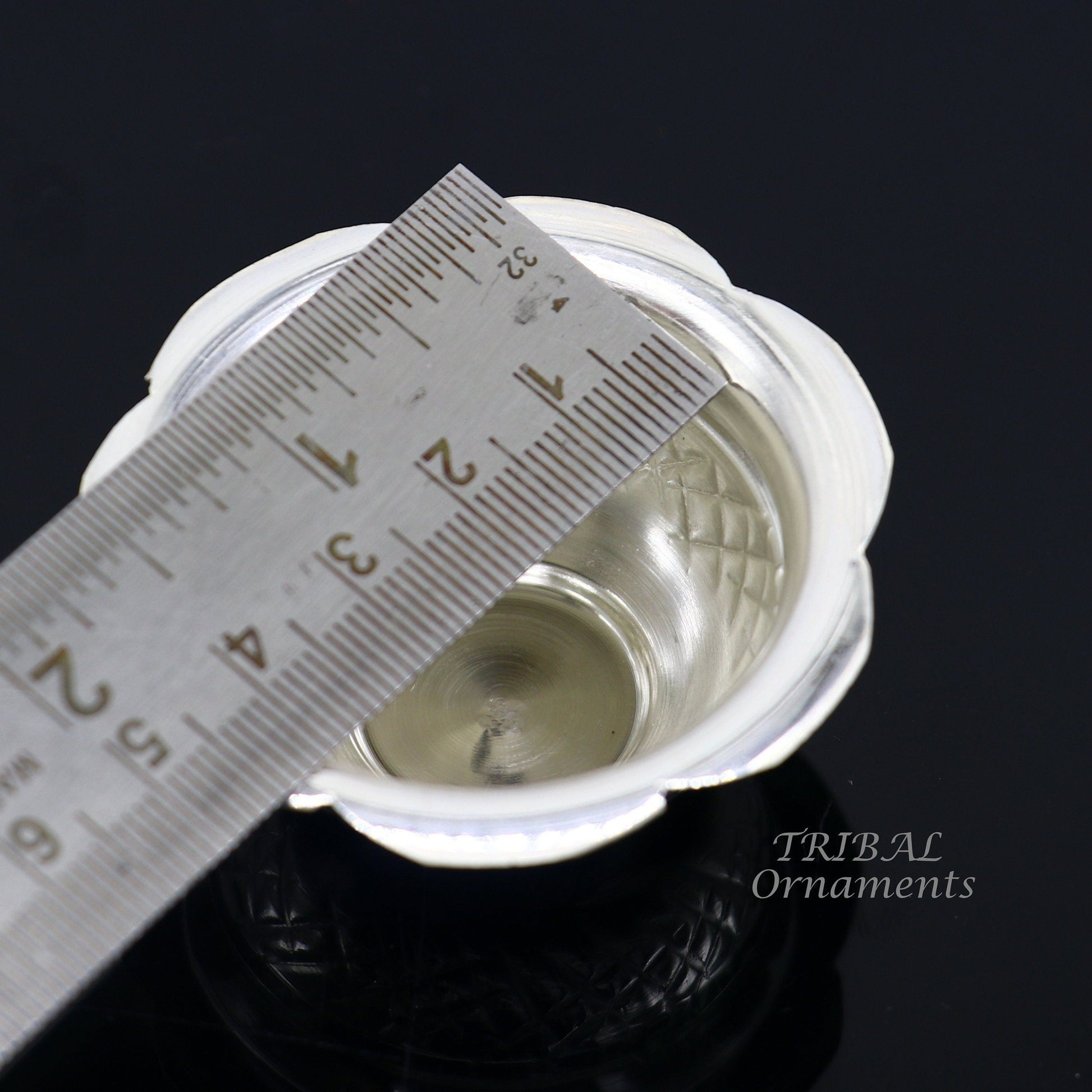 999 fine silver handmade design holy prasadam bowl or silver utensils for temple serving to god, best gifting article to your idols su972 - TRIBAL ORNAMENTS