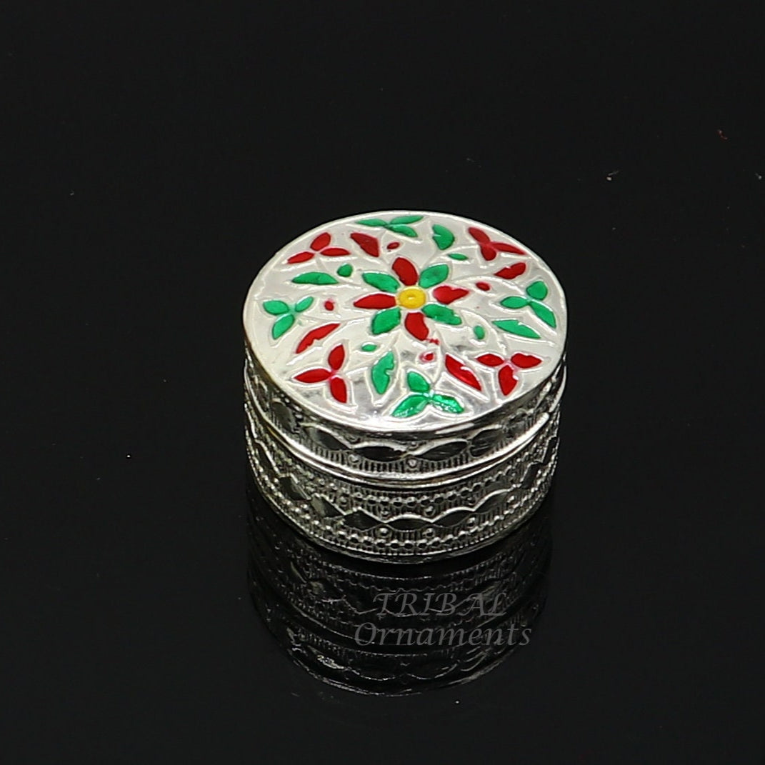 925 sterling silver trinket box, kajal box/casket box round eye liner surma box collection, container box, eyeliner box gifting art stb725 - TRIBAL ORNAMENTS