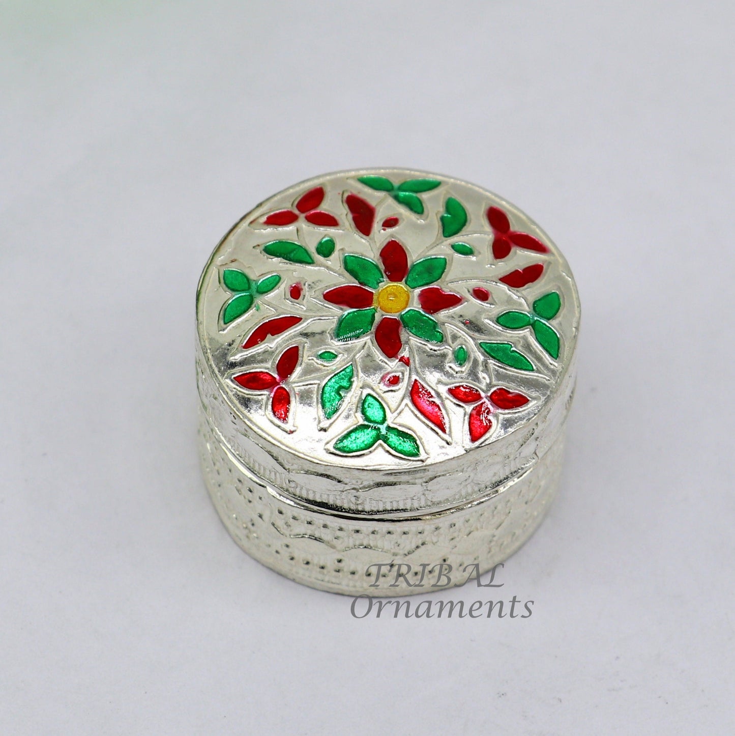 925 sterling silver trinket box, kajal box/casket box round eye liner surma box collection, container box, eyeliner box gifting art stb725 - TRIBAL ORNAMENTS