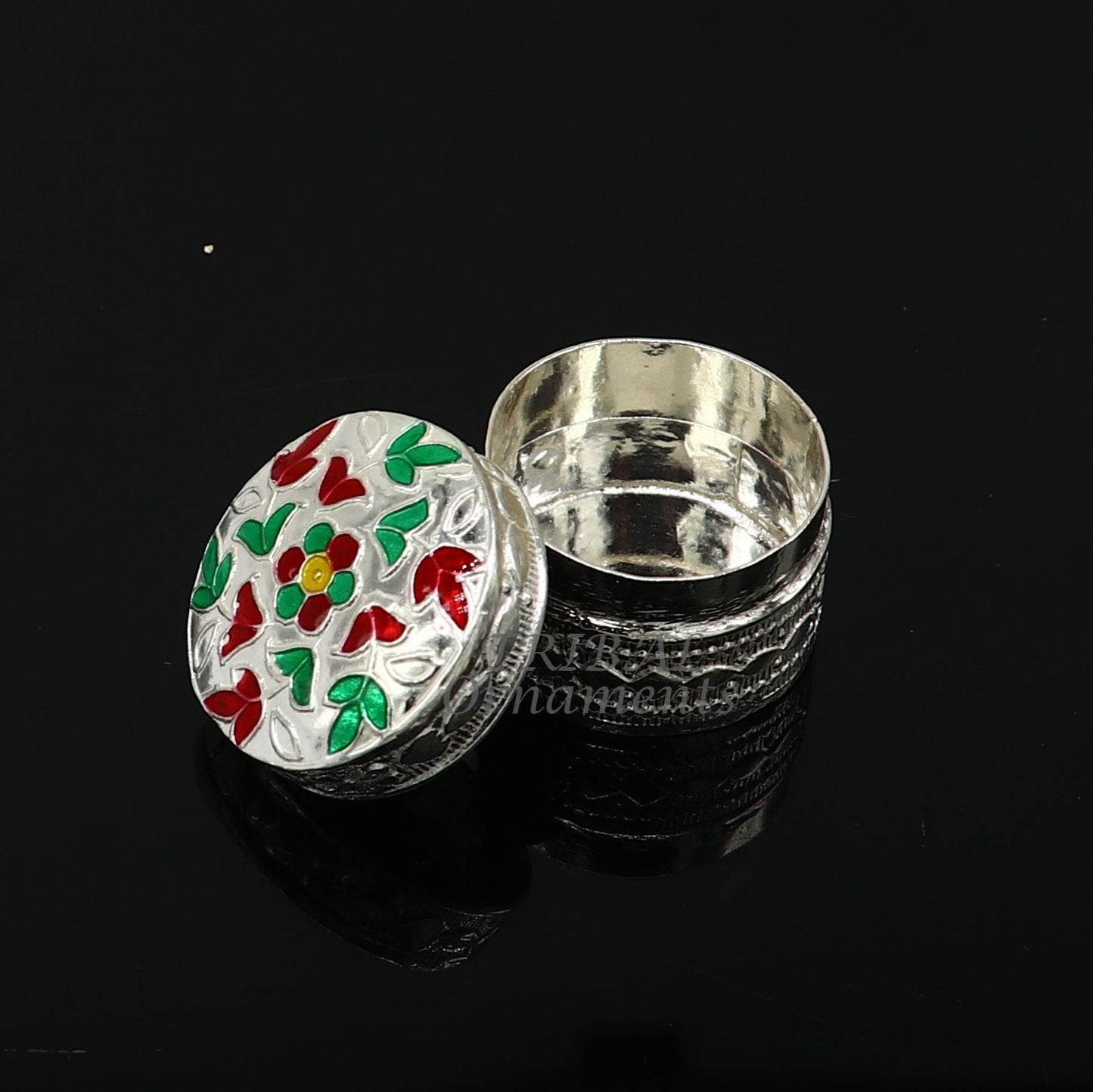 925 sterling silver trinket box, kajal box/casket box round eye liner surma box collection, container box, eyeliner box gifting art stb726 - TRIBAL ORNAMENTS