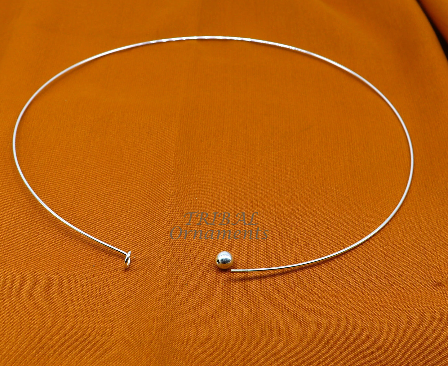 1mm round plain design 925 sterling silver handmade neck band or neck ring for all types of pendant, best ethnic choker from india set521 - TRIBAL ORNAMENTS