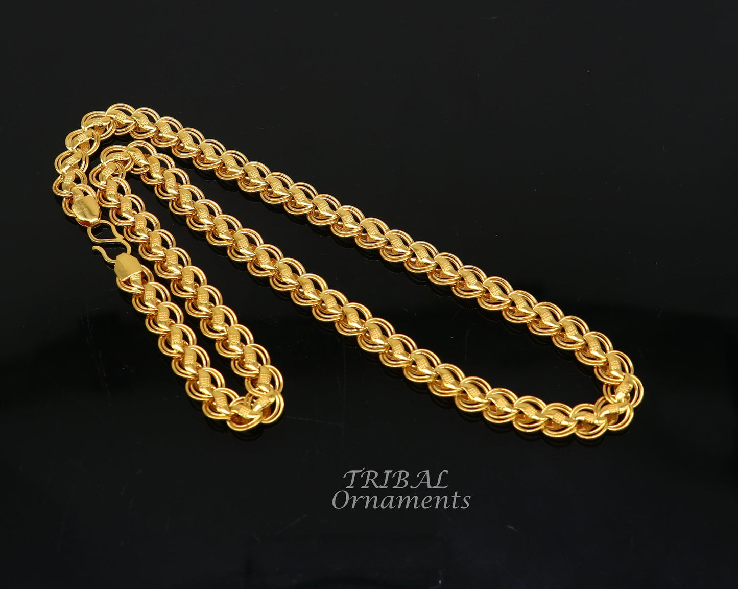 22kt yellow gold customized stylish stunning lotus chain, all sizes gifting necklace, new fancy stylish bracelet men's jewelry CH574 - TRIBAL ORNAMENTS