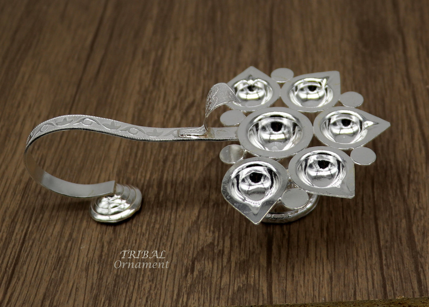 925 Sterling silver handmade amazing design home temple art Aarti lamp, amazing 5 deepak 5 lamp arti temple art puja figurine su980 - TRIBAL ORNAMENTS