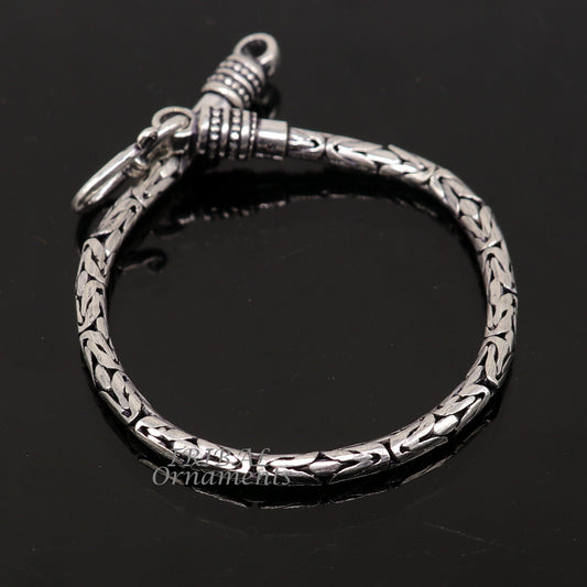 3.5mm 6.5" to 8.5" Unique byzantine design 925 Sterling silver handmade chain bracelet flexible bracelet unisex jewelry from India sbr429 - TRIBAL ORNAMENTS
