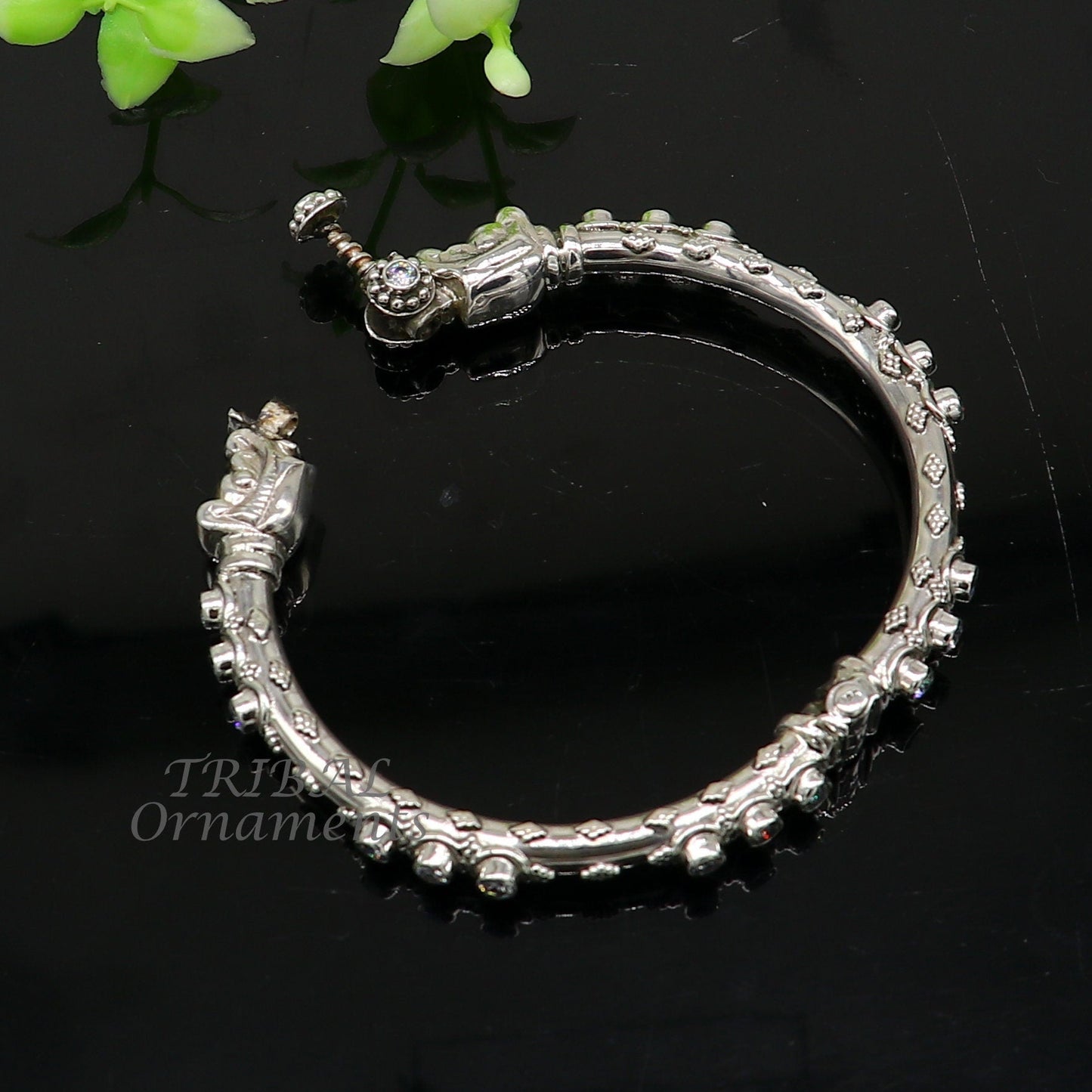 Vintage plain shiny design handmade 925 sterling silver amazing Elephant face bangle bracelet kada unisex customized wrist jewelry nsk625 - TRIBAL ORNAMENTS