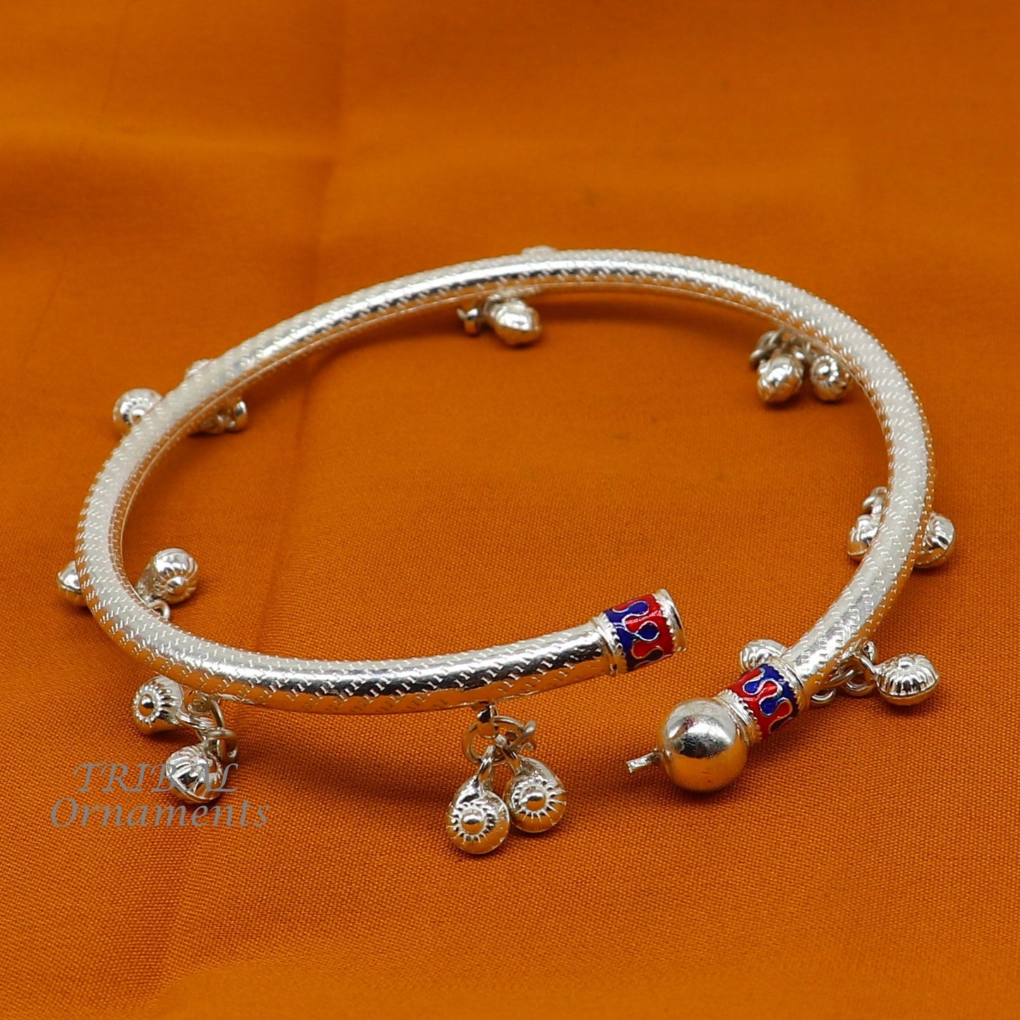 925 Sterling silver Handmade indian traditional women's charming noisy jingling bells foot kada ankle kada bracelet tribal jewelry nsfk88 - TRIBAL ORNAMENTS