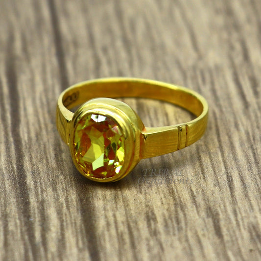 22karat yellow gold handmade real genuine yellow citrine stone ring, gorgeous unisex personalized ring, Astro ring astrological ring ring41 - TRIBAL ORNAMENTS