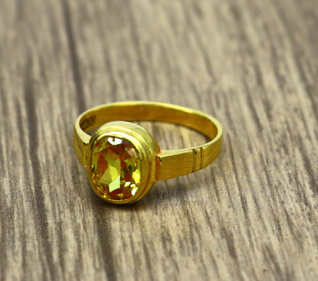22karat yellow gold handmade real genuine yellow citrine stone ring, gorgeous unisex personalized ring, Astro ring astrological ring ring41 - TRIBAL ORNAMENTS