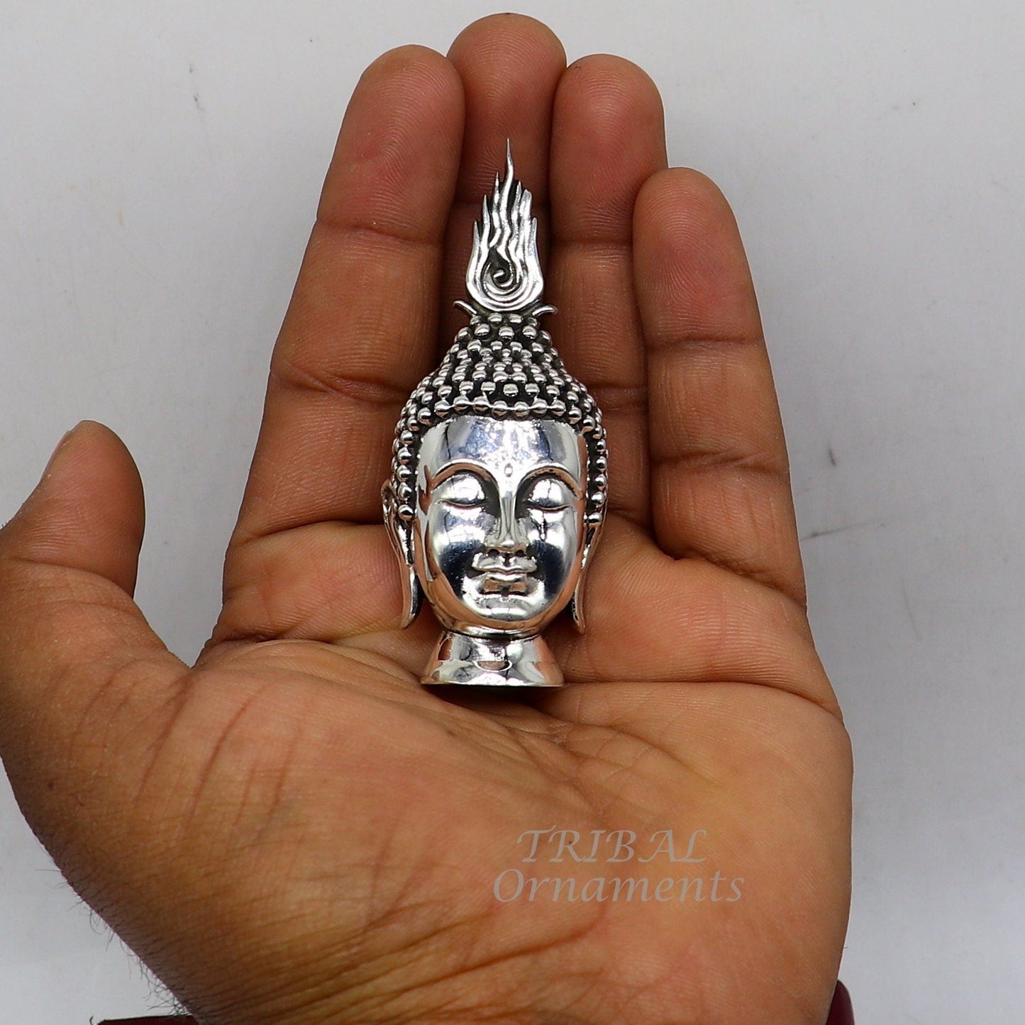 925 sterling silver handmade divine idol lord buddha face figurine statue, silver god Goutam Bbuddha sculpture best gifting article su997 - TRIBAL ORNAMENTS