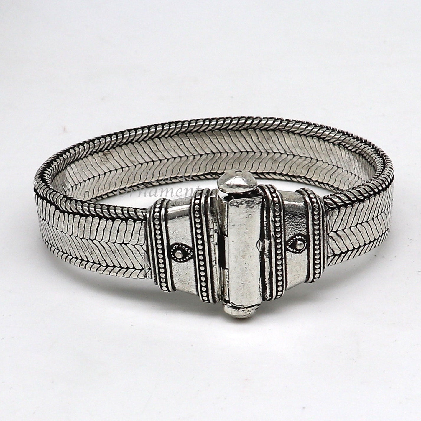 14 mm 8"or 8.5" solid flat 925 sterling silver handmade gorgeous wheat chain flexible bracelet belt unisex heavy bracelet India sbr431 - TRIBAL ORNAMENTS