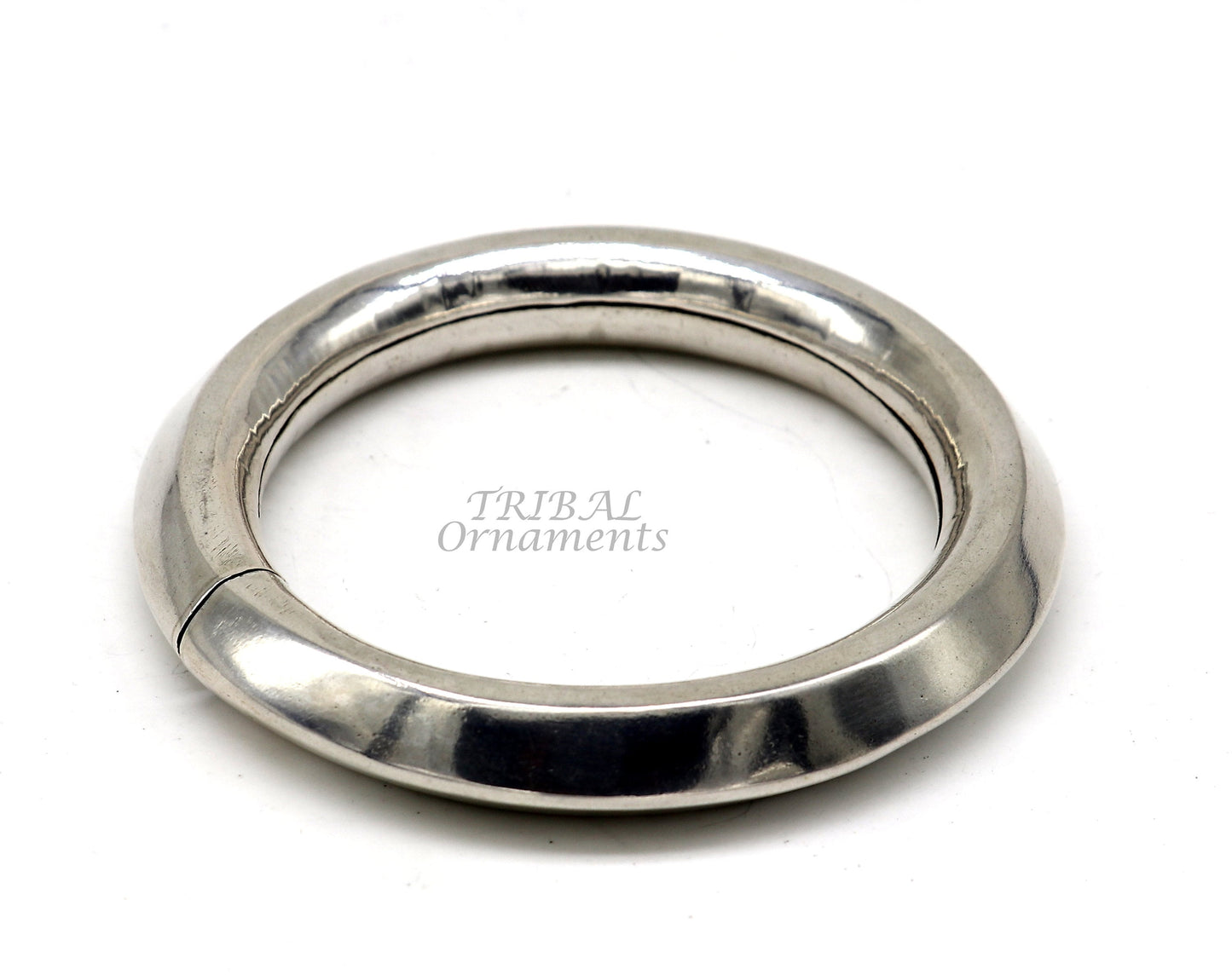 925 sterling silver vintage plain design handmade open face adjustable bangle bracelet kada cuff bracelet for unisex gifting india nsk630 - TRIBAL ORNAMENTS