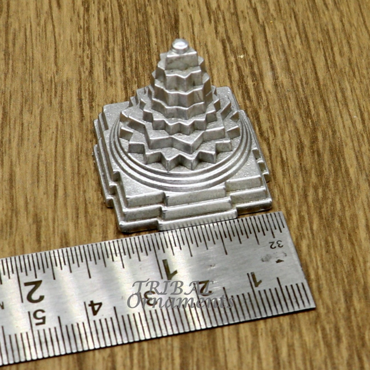 Divine Solid mercury 3d pyramid of shree yantra, Parad Mahalakshmi Yantram figurine for puja at home best way for wealth and prosperity MA05 - TRIBAL ORNAMENTS