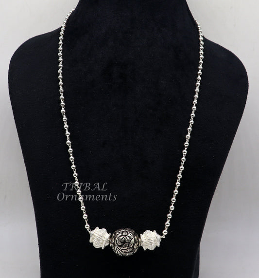 925 sterling silver handmade vintage designer stylish beaded long necklace, wedding brides charm Guttapusalu necklace ethnic jewelry SET523 - TRIBAL ORNAMENTS