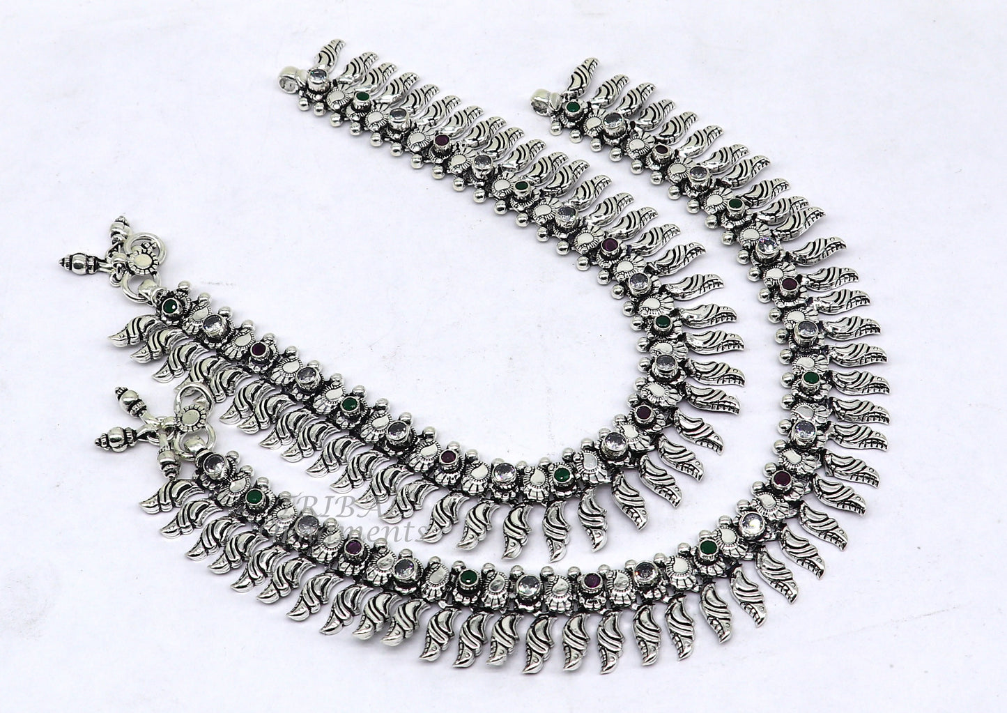 10.5" Inches long handmade 925 sterling silver fabulous color stone customized anklet bracelet, amazing anklets belly dance jewelry ank522 - TRIBAL ORNAMENTS