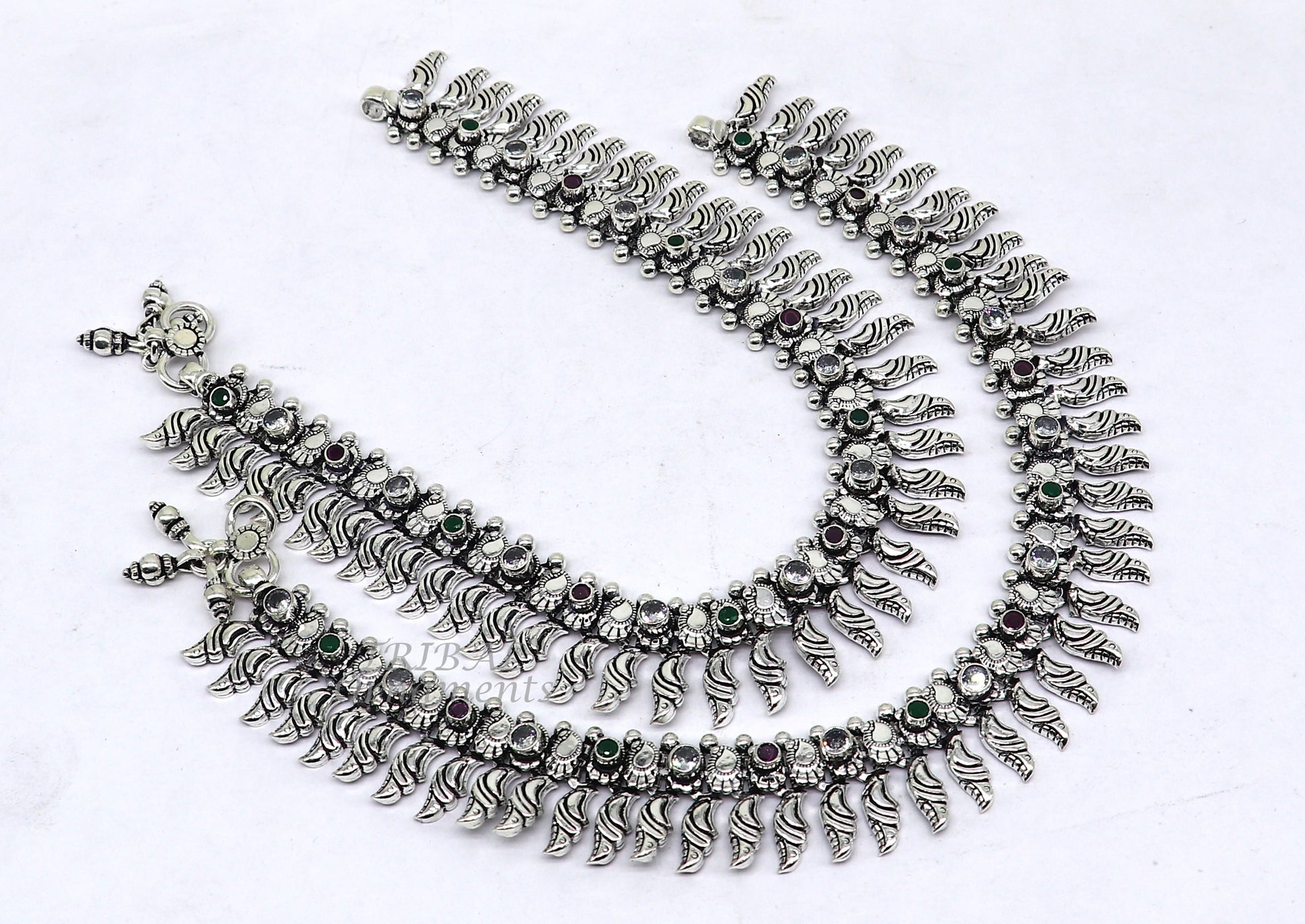 10.5" Inches long handmade 925 sterling silver fabulous color stone customized anklet bracelet, amazing anklets belly dance jewelry ank522 - TRIBAL ORNAMENTS