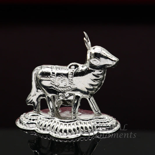 Divine cow with calf 925 sterling silver handmade Kamdhenu cow, deity's cow, wishing cow, silver worshipping puja su984 - TRIBAL ORNAMENTS