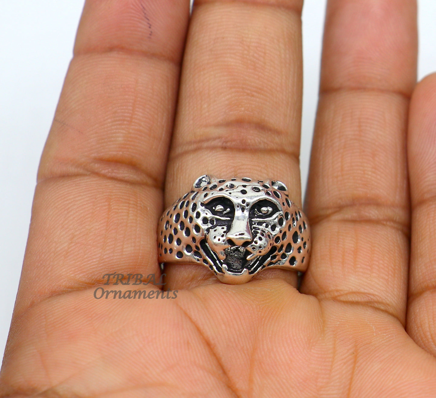 92.5% sterling silver handmade king lion head face for men's and boys gifting, stylish luxury lion ring sr362 - TRIBAL ORNAMENTS