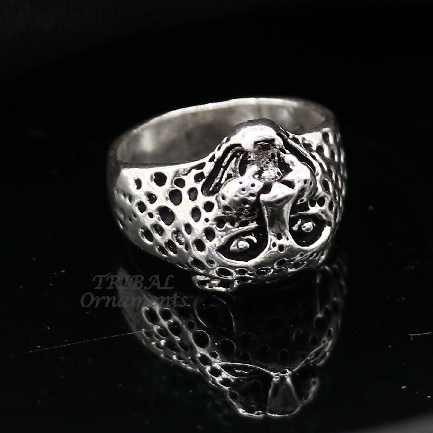 92.5% sterling silver handmade king lion head face for men's and boys gifting, stylish luxury lion ring sr362 - TRIBAL ORNAMENTS
