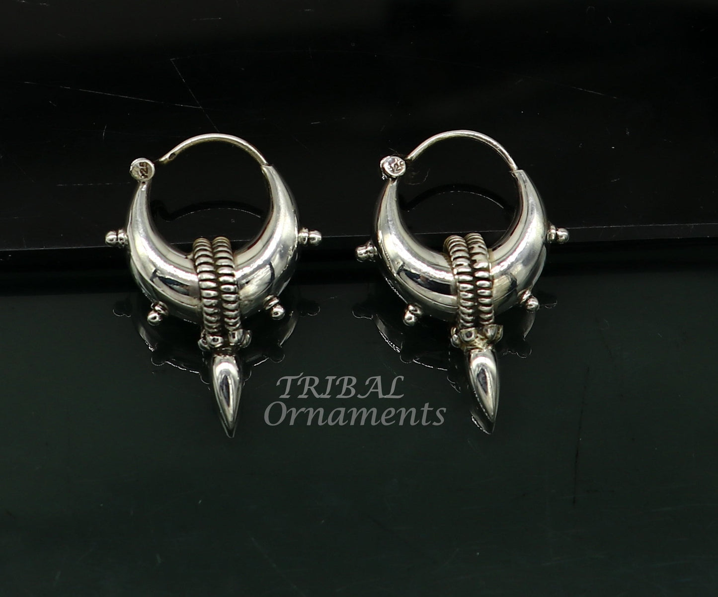 925 sterling silver handmade unique traditional cultural ethnic hoops earring bali for men's or girl's best dancing jewelry s1123 - TRIBAL ORNAMENTS