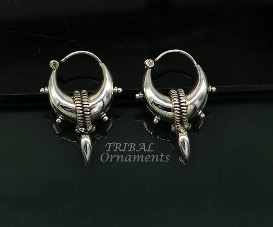 925 sterling silver handmade unique traditional cultural ethnic hoops earring bali for men's or girl's best dancing jewelry s1123 - TRIBAL ORNAMENTS