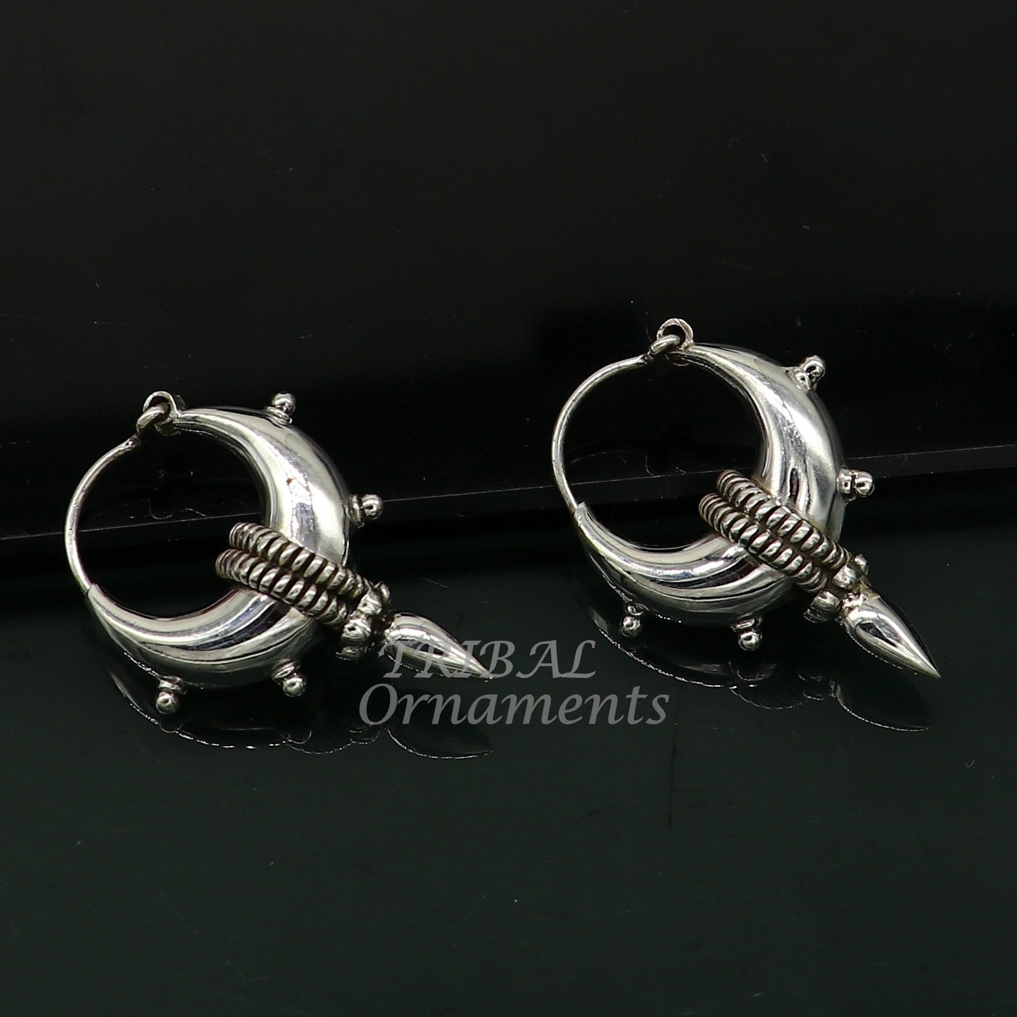 925 sterling silver handmade unique traditional cultural ethnic hoops earring bali for men's or girl's best dancing jewelry s1123 - TRIBAL ORNAMENTS