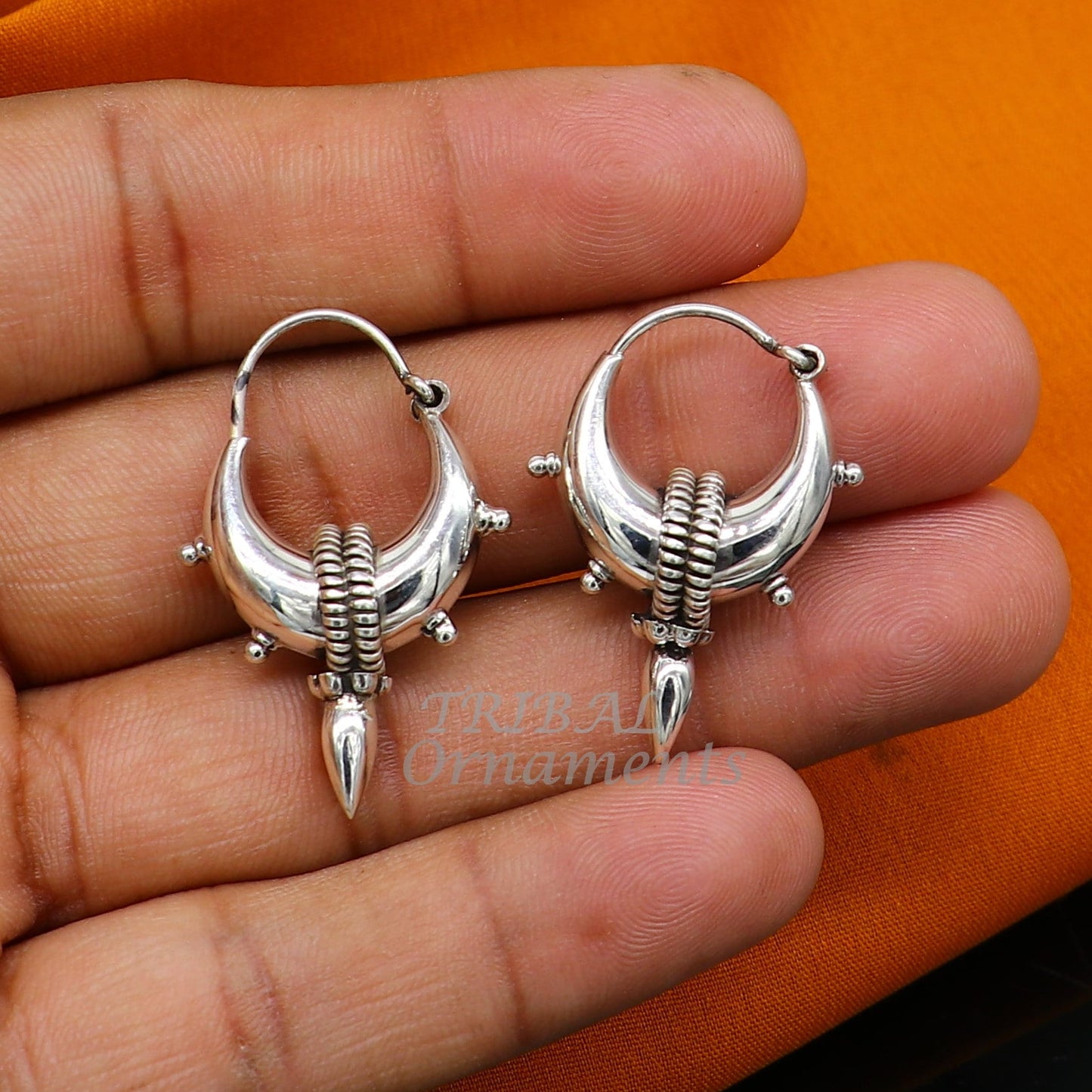 925 sterling silver handmade unique traditional cultural ethnic hoops earring bali for men's or girl's best dancing jewelry s1123 - TRIBAL ORNAMENTS