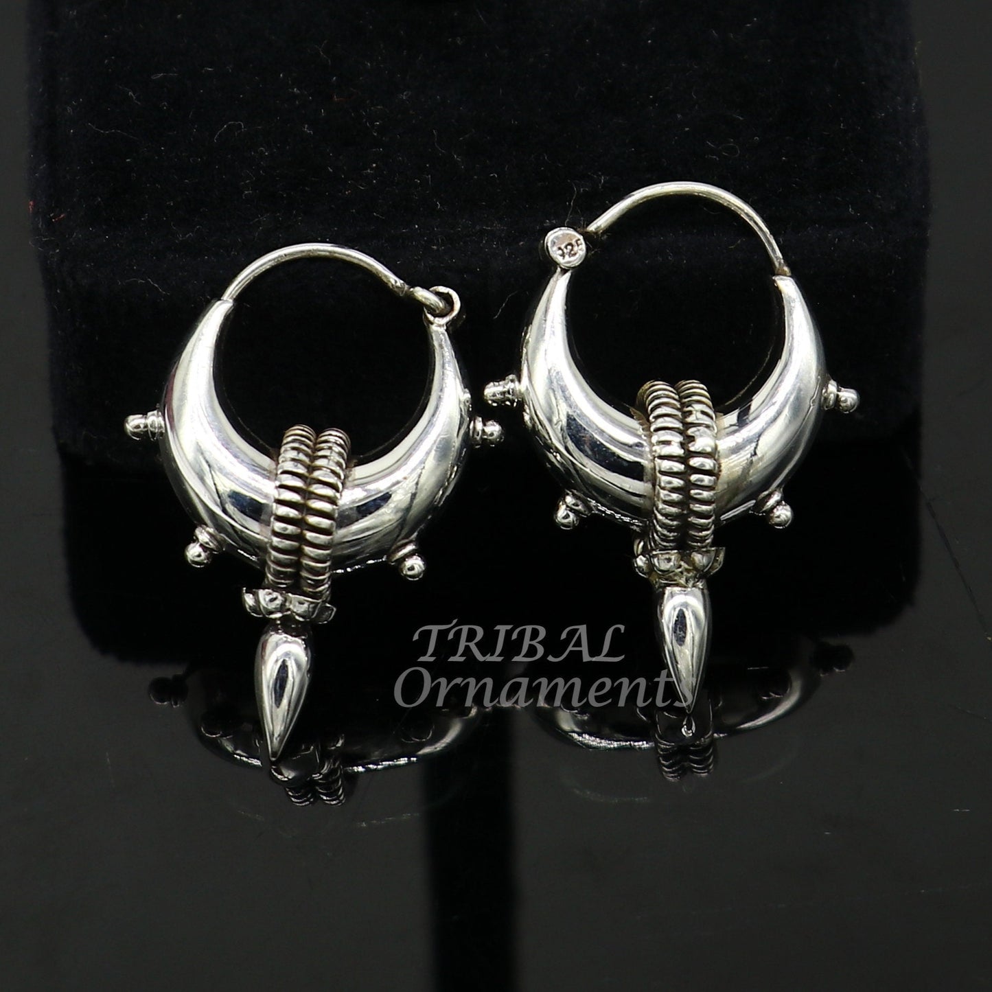 925 sterling silver handmade unique traditional cultural ethnic hoops earring bali for men's or girl's best dancing jewelry s1123 - TRIBAL ORNAMENTS