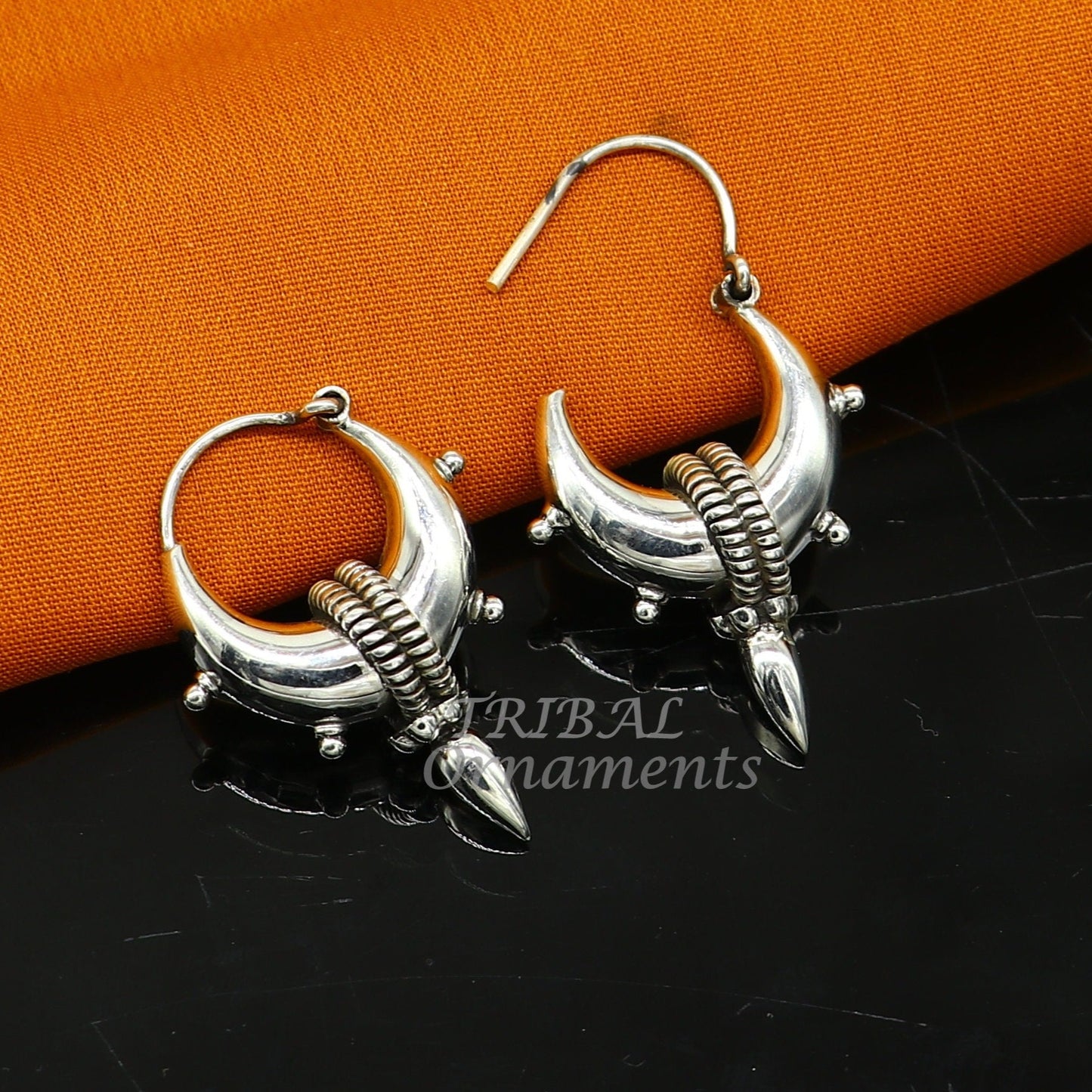 925 sterling silver handmade unique traditional cultural ethnic hoops earring bali for men's or girl's best dancing jewelry s1123 - TRIBAL ORNAMENTS