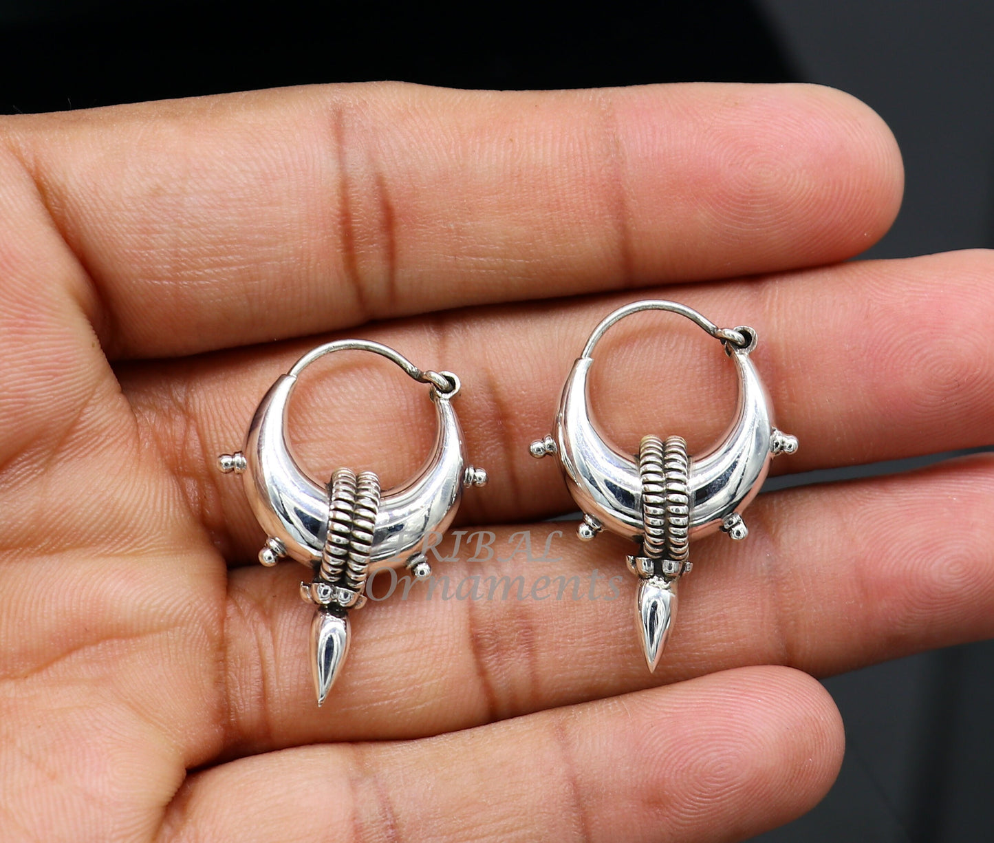 925 sterling silver handmade unique traditional cultural ethnic hoops earring bali for men's or girl's best dancing jewelry s1123 - TRIBAL ORNAMENTS