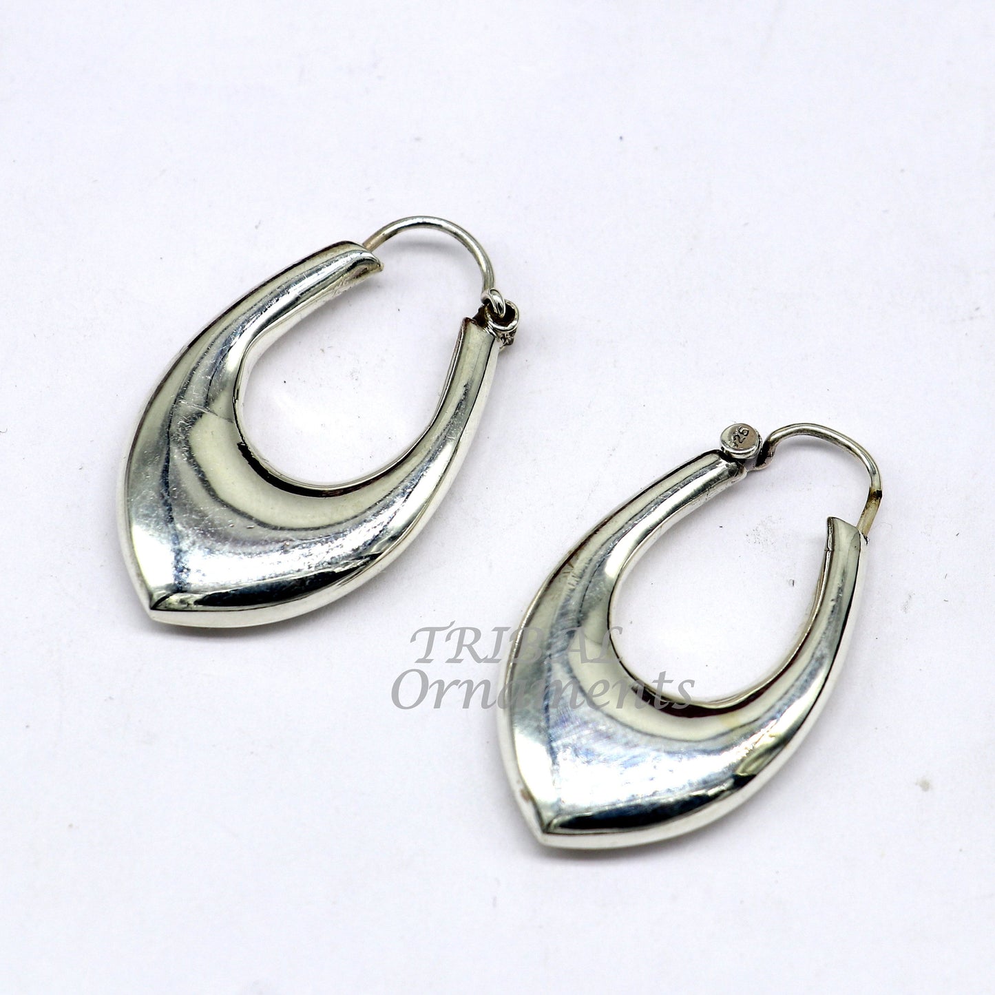 Vintage Design 925 sterling silver fabulous hoops earring, tribal kundal earring from Rajasthan India, best gifting unisex jewelry s1127 - TRIBAL ORNAMENTS