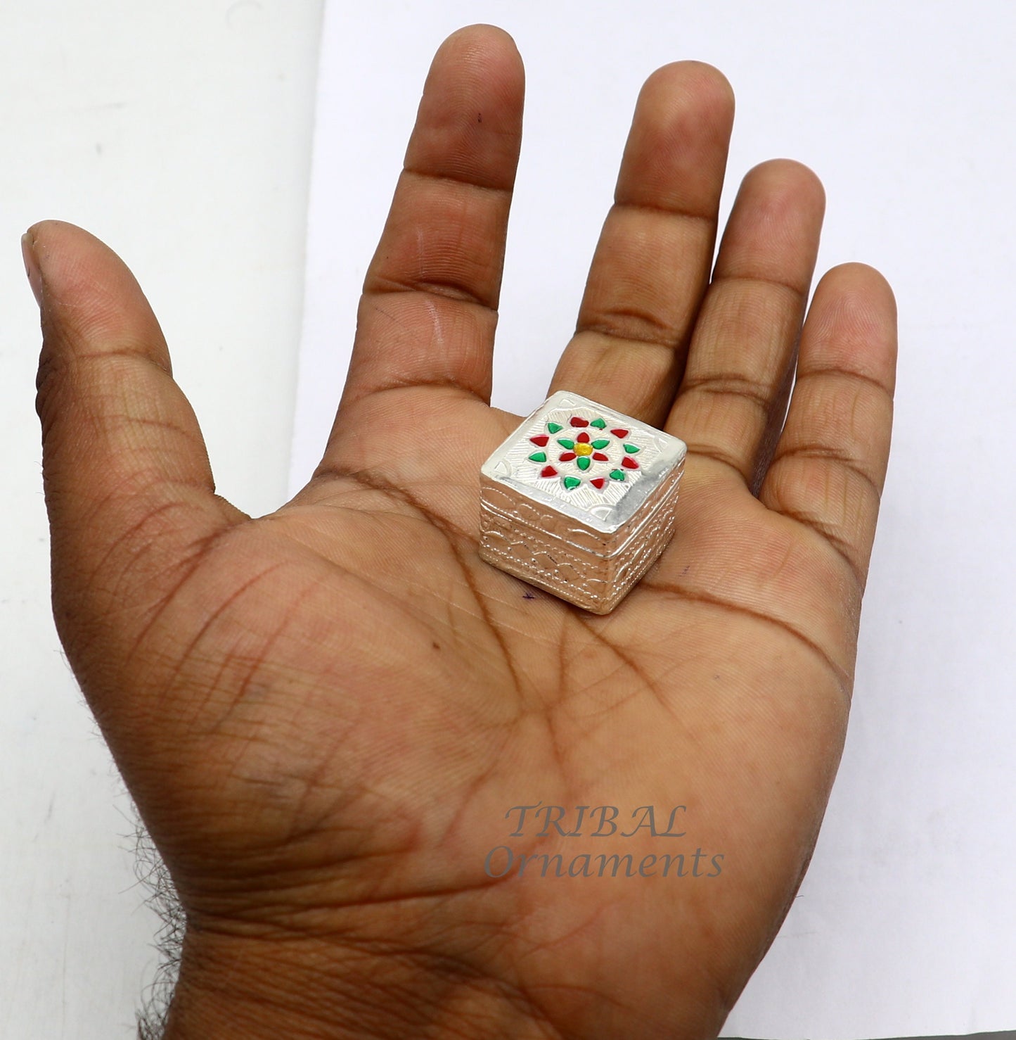 925 sterling silver trinket box, kajal box/casket box bridal square shape box collection, container box, eyeliner box gifting art stb723 - TRIBAL ORNAMENTS