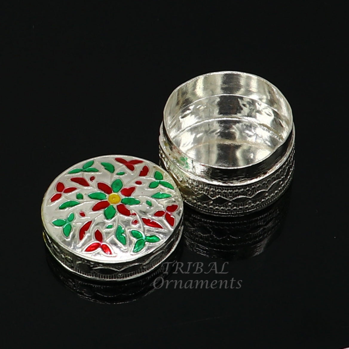 925 sterling silver trinket box, kajal box/casket box round eye liner surma box collection, container box, eyeliner box gifting art stb725 - TRIBAL ORNAMENTS
