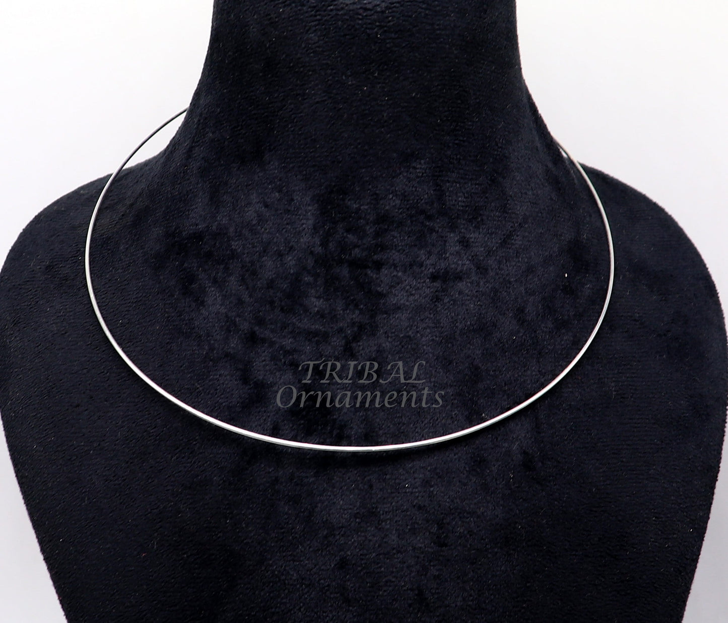 1mm round plain design 925 sterling silver handmade neck band or neck ring for all types of pendant, best ethnic choker from india set521 - TRIBAL ORNAMENTS