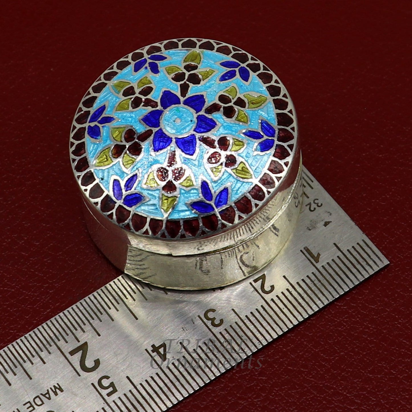 925 sterling silver trinket box, kajal box/casket box, round shape box brides accessories container box, eyeliner box gifting art stb736 - TRIBAL ORNAMENTS