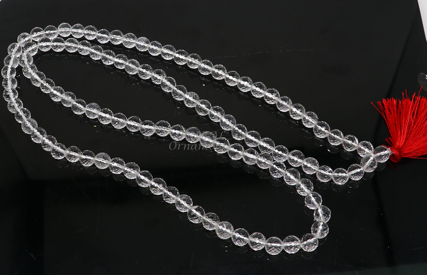 Natural certified 8mm Sphetik beads chain Japp mala 108 beads chanting chain , meditation necklace, lord shiva mantra praying chain ch209 - TRIBAL ORNAMENTS