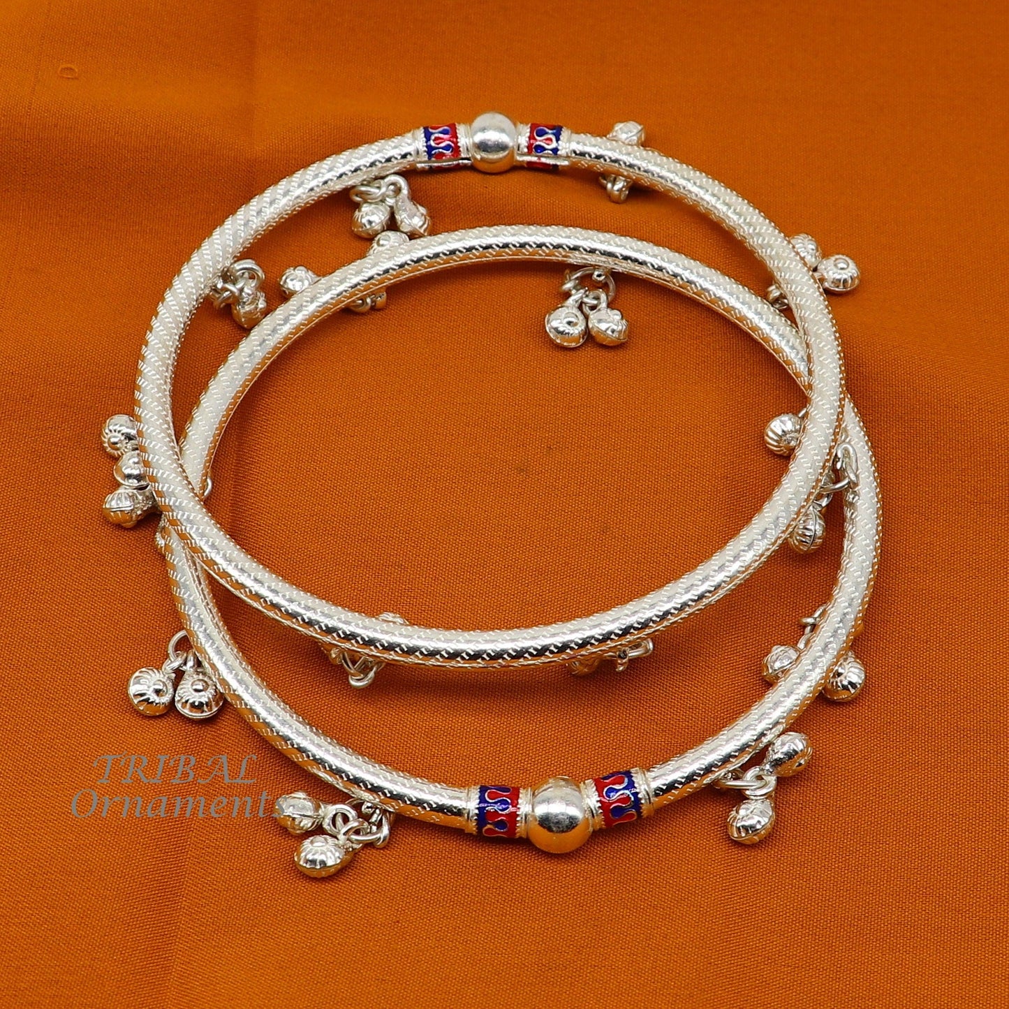 925 Sterling silver Handmade indian traditional women's charming noisy jingling bells foot kada ankle kada bracelet tribal jewelry nsfk88 - TRIBAL ORNAMENTS