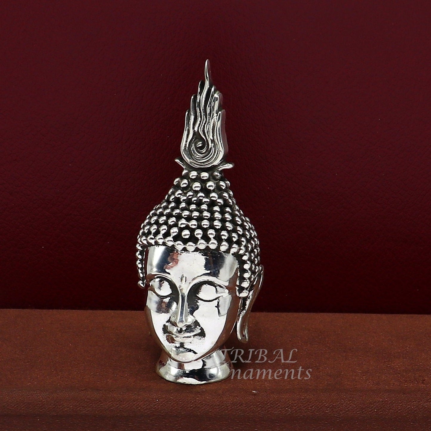 925 sterling silver handmade divine idol lord buddha face figurine statue, silver god Goutam Bbuddha sculpture best gifting article su997 - TRIBAL ORNAMENTS