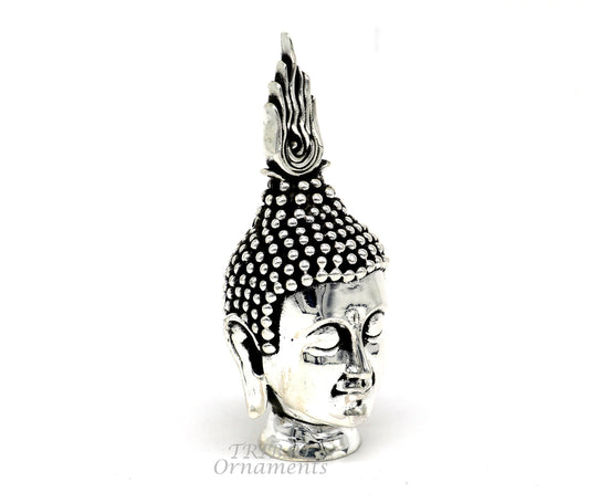 925 sterling silver handmade divine idol lord buddha face figurine statue, silver god Goutam Bbuddha sculpture best gifting article su997 - TRIBAL ORNAMENTS