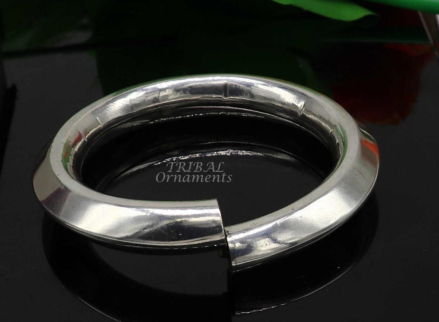 925 sterling silver vintage plain design handmade open face adjustable bangle bracelet kada cuff bracelet for unisex gifting india nsk630 - TRIBAL ORNAMENTS