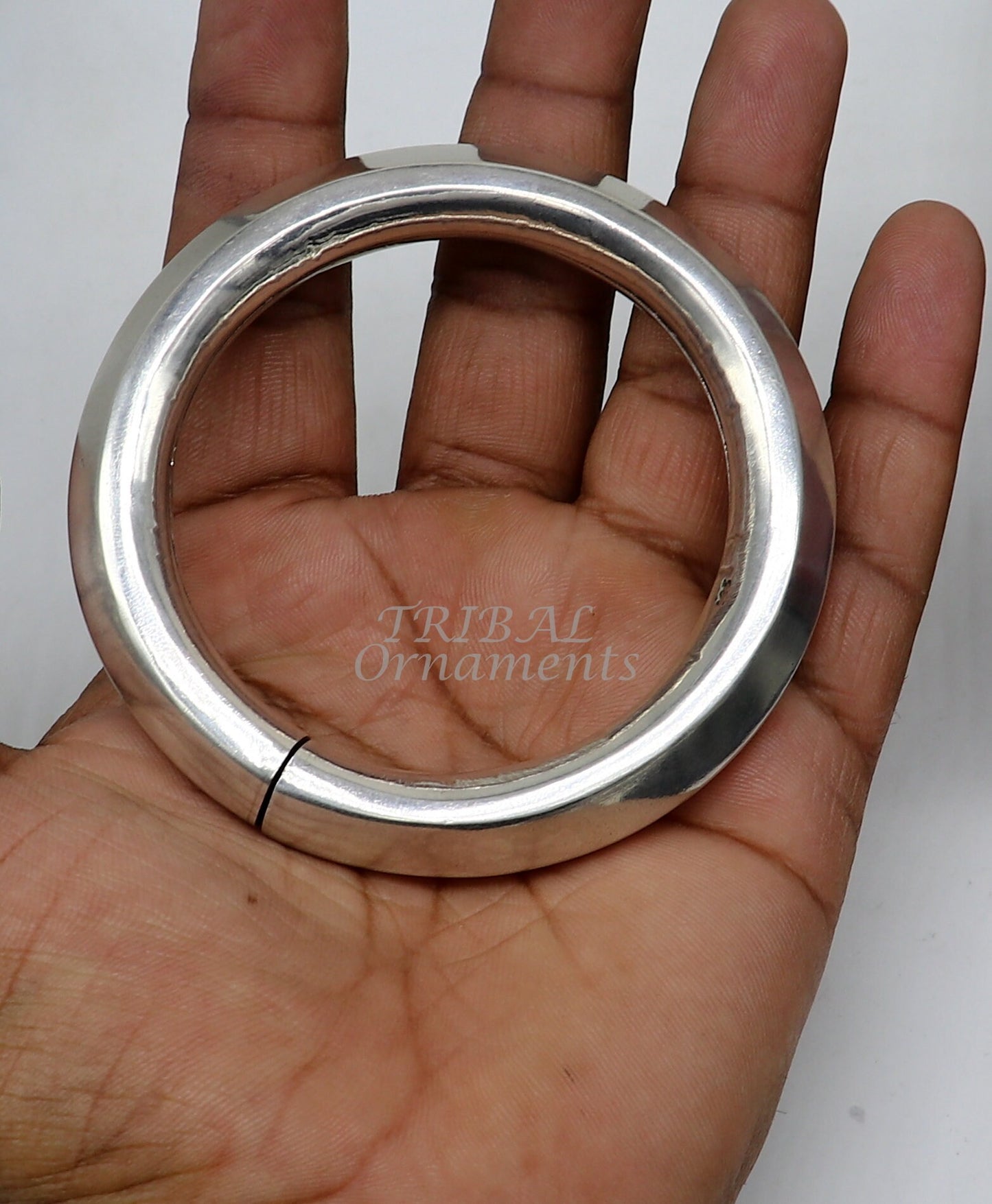 925 sterling silver vintage plain design handmade open face adjustable bangle bracelet kada cuff bracelet for unisex gifting india nsk630 - TRIBAL ORNAMENTS