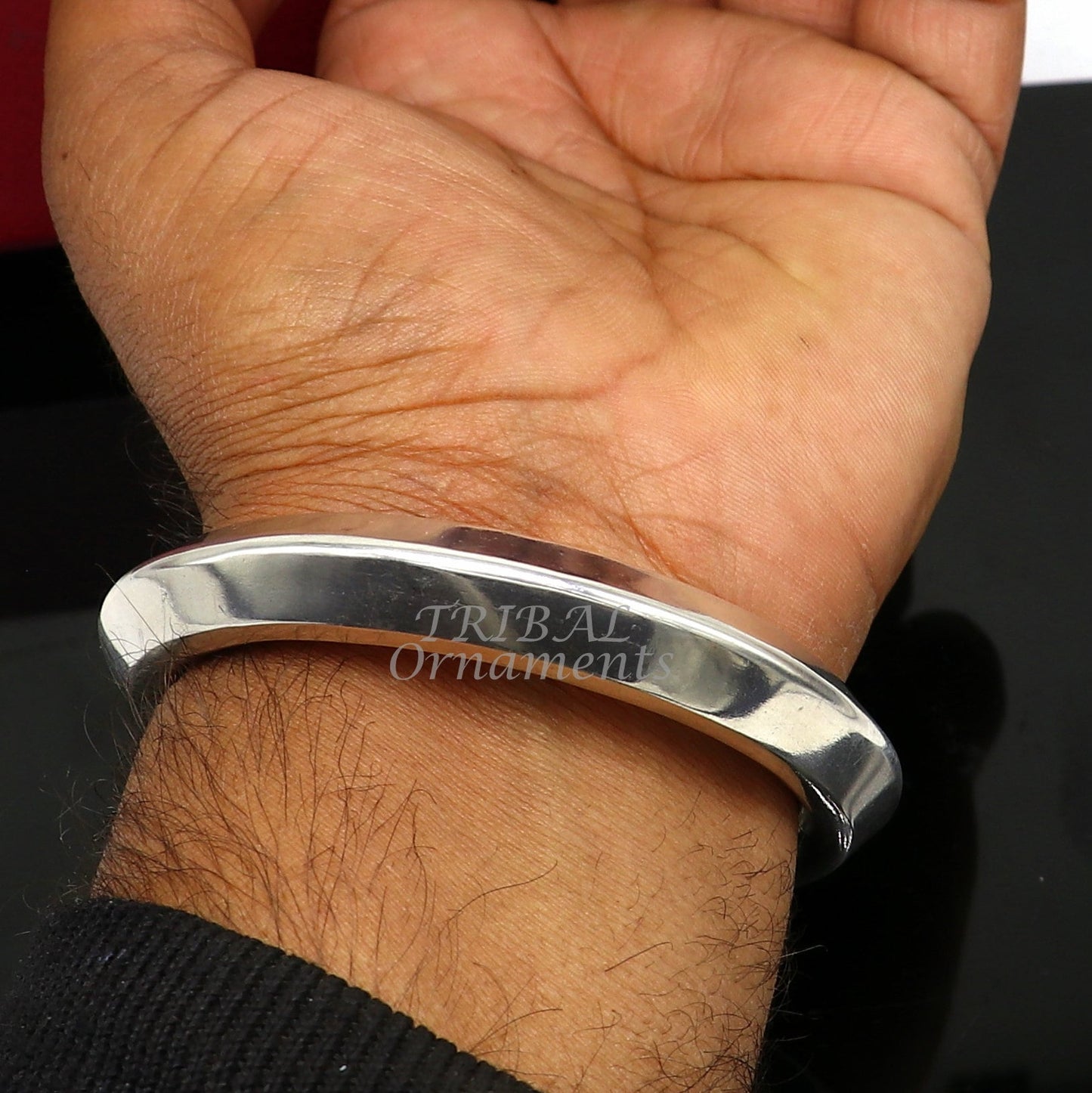 925 sterling silver vintage plain design handmade open face adjustable bangle bracelet kada cuff bracelet for unisex gifting india nsk630 - TRIBAL ORNAMENTS